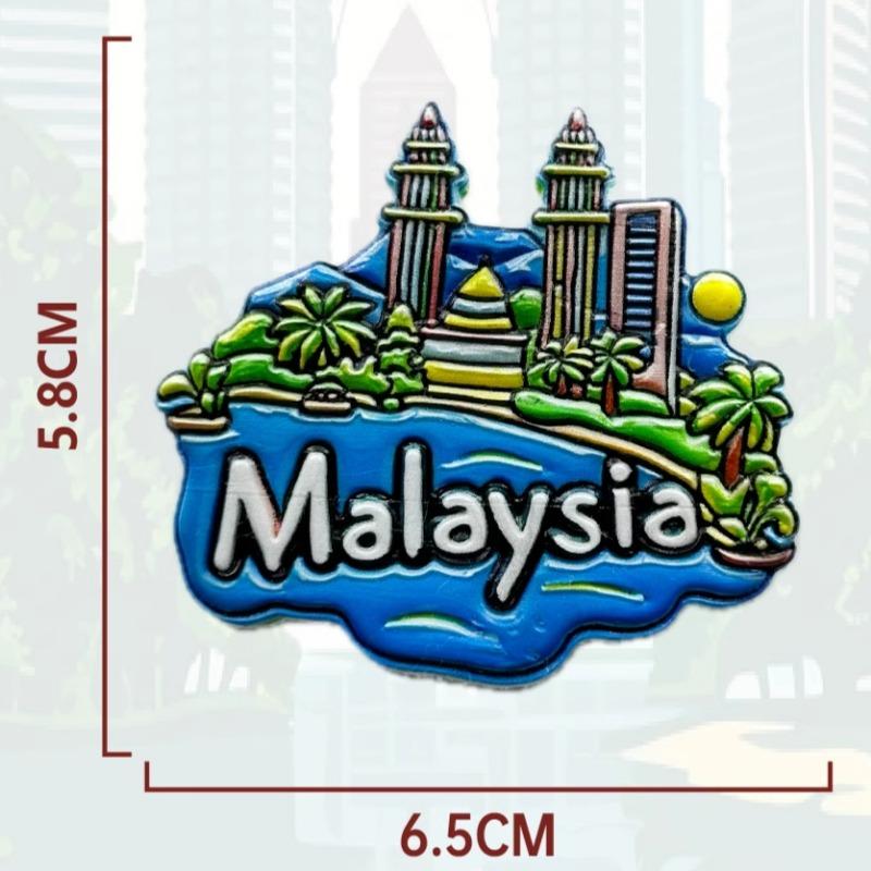 Malaysia Fridge Stickers Kuala Lumpur Travel Souvenirs Hibiscus Flowers Petronas Twin Towers Fridge Magnets Wedding Gifts
