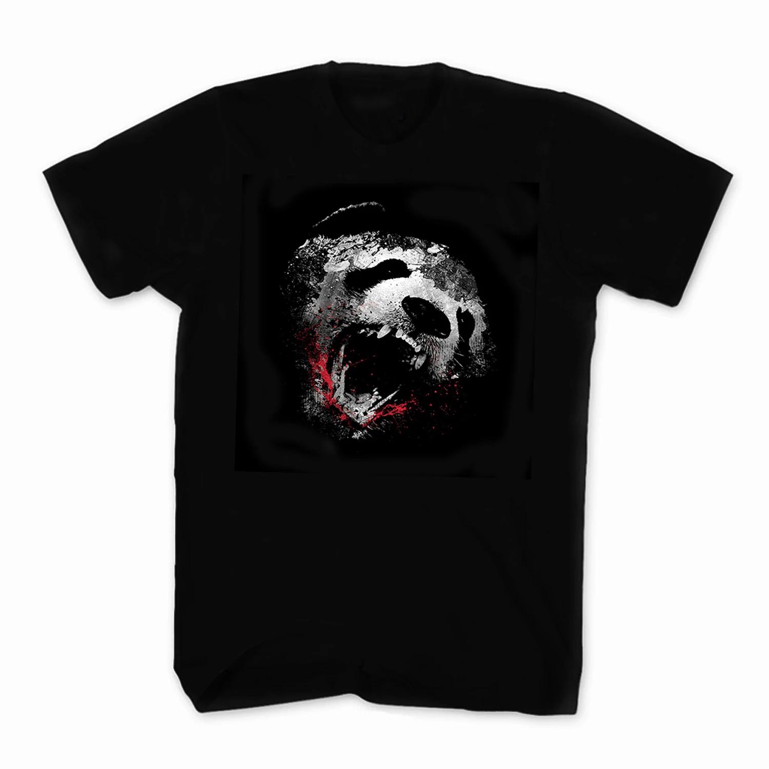 

Редкая футболка с рычанием панды Новая 100% хлопок с коротким рукавом с круглым вырезом Повседневный мужской топ - Мужская летняя хлопковая футболка с принтом S разноцветный