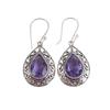 Natural Iolite Gemstone 925 Sterling Silver Jewelry Handmade Hook Earrings 1.72" CE-4-7