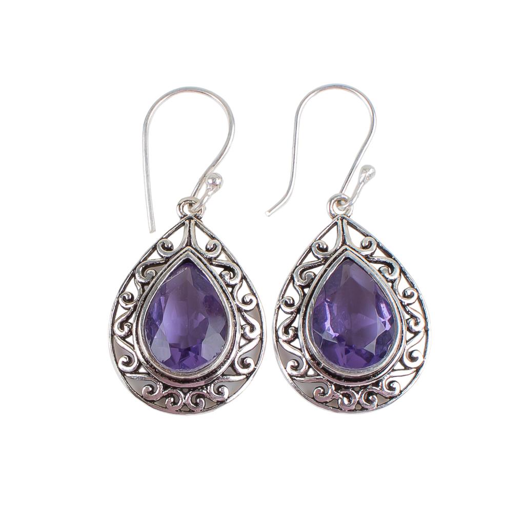 Natural Iolite Gemstone 925 Sterling Silver Jewelry Handmade Hook Earrings 1.72" CE-4-7