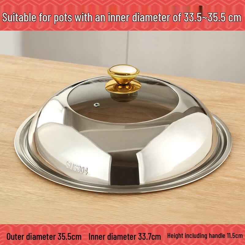 Biaoxing Universal Stainless Steel & Glass Wok Lid
