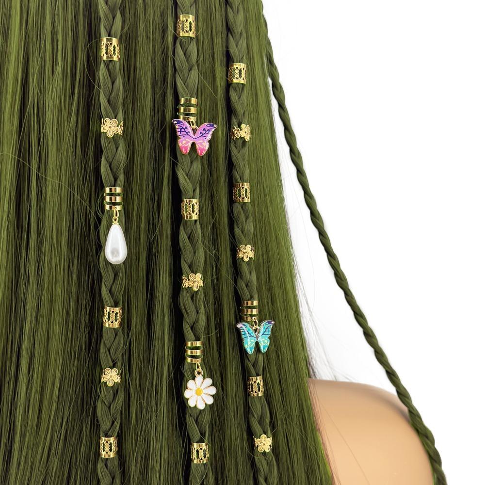 34pcs Butterfly Dreadlocks Beads Dread Locks Hair Braid Tubes Hollow Out Hair Ring  Hair Jewelry
