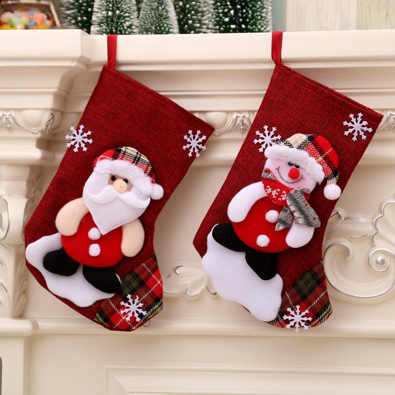 New Year Christmas Stocking Sack Xmas Gift Candy Bag Noel Christmas Decorations for Home Natal Sock Christmas Tree Decor