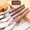 4/5pcs Imitation Wooden Handle Cutlery Set Clamp Stainless Steel Dinnerware Set Western Knife Fork Tea Spoon Tableware Flatware