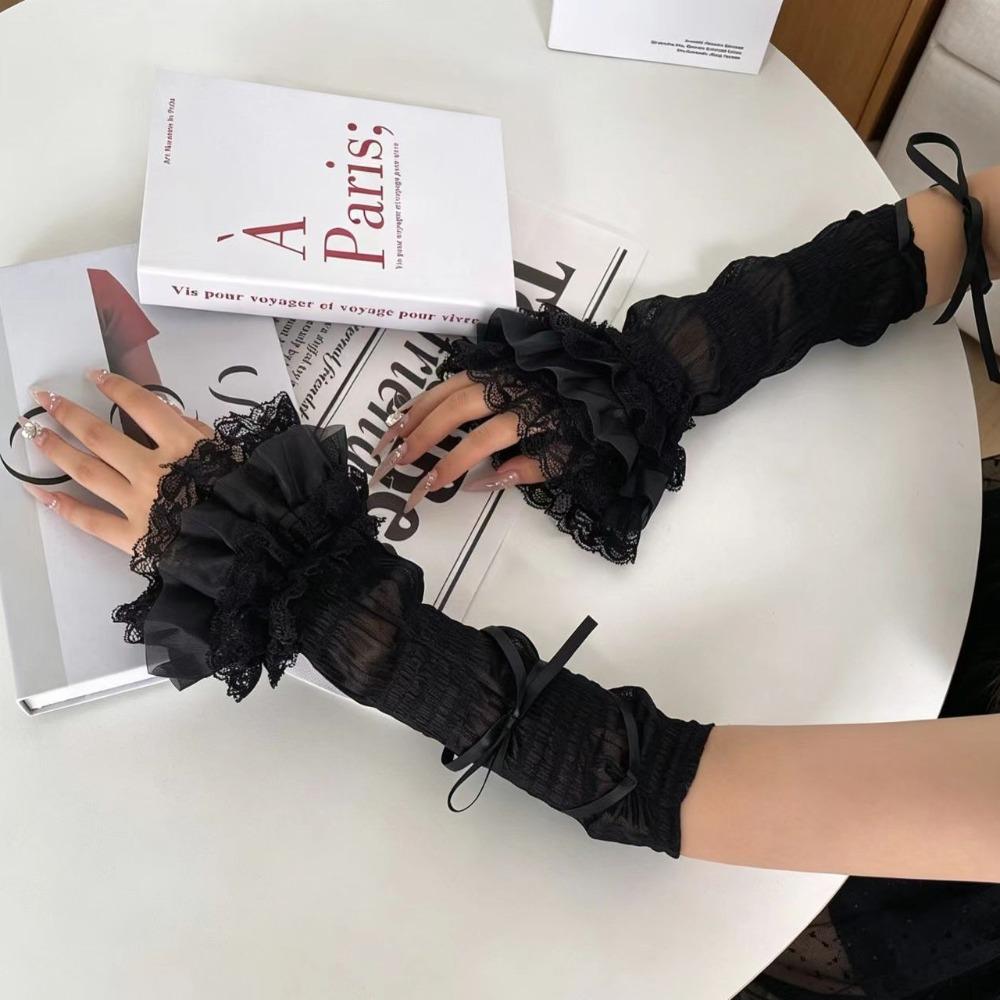Thin Fabric Bowknot Arm Cuffs Bow Decorated Girls Arm Sleeves Cute Ballet Sleeve Covers Cosplay