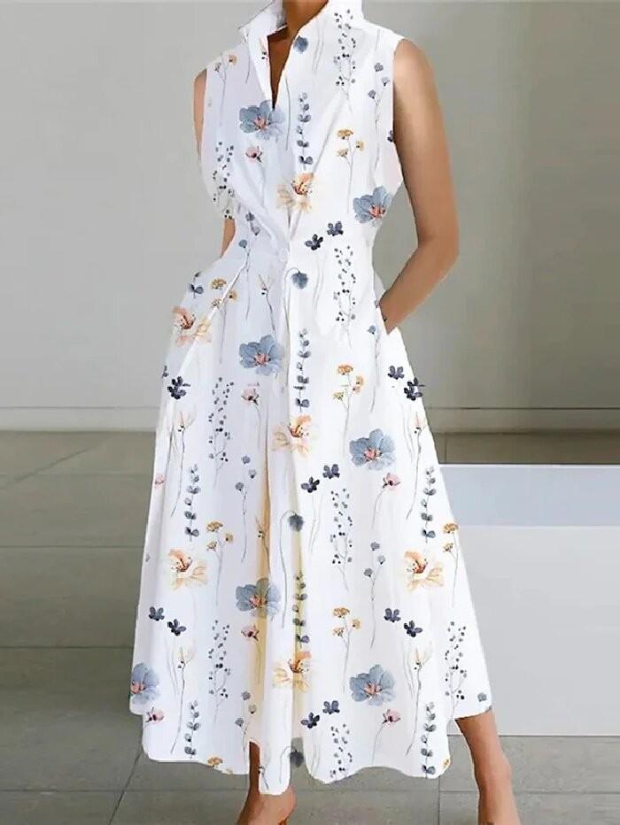 During the Republic of China, Large-size Commuter Fashion POLO Collar Lining Long Short-sleeved Loose Pendulum Dress