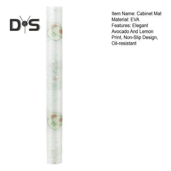 Cabinet Shelf Liners Non-Adhesive Waterproof Drawer Liners Avocado Lemon Print Easy Clean Kitchen Mat for Cupboard Dresser Table Pantry Bathroom