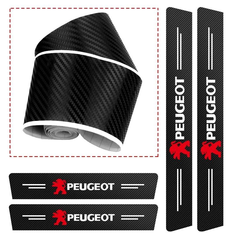 Universal 3D Carbon Fiber Car Door Sill Protector Stickers For b444 206 208 207 3008 308 2008 107 508 607 106 406 407 307 444b