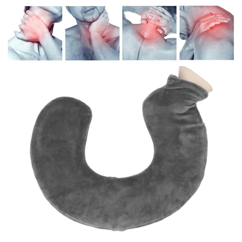 U Shaped Hot Water Bottle Warm Neck Soft Rubber Hot Water Bag With Detachable Cloth Cover