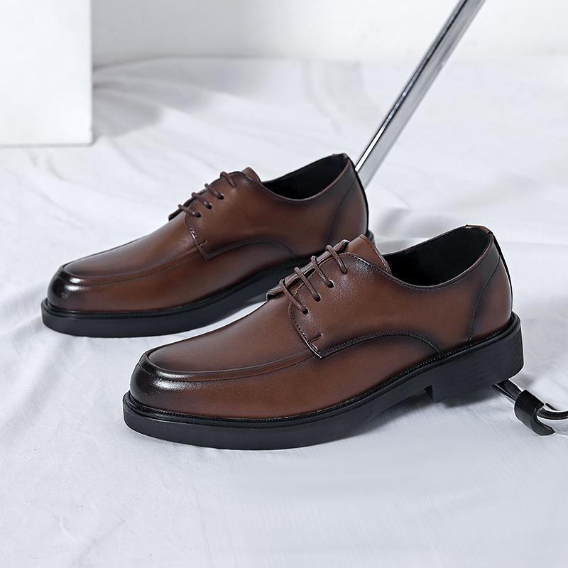 

High-end Brand Genuine Leather High-quality Sports Shoes for Men Casual Fashionable Business, Thick Soled Low Cut Formal Shoes 38 коричневый
