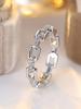 Classic Chain Shaped Women Silver Color Ring Inlaid Shiny Cubic Zirconia Trendy Party Daily Versatile Elegant Jewelry