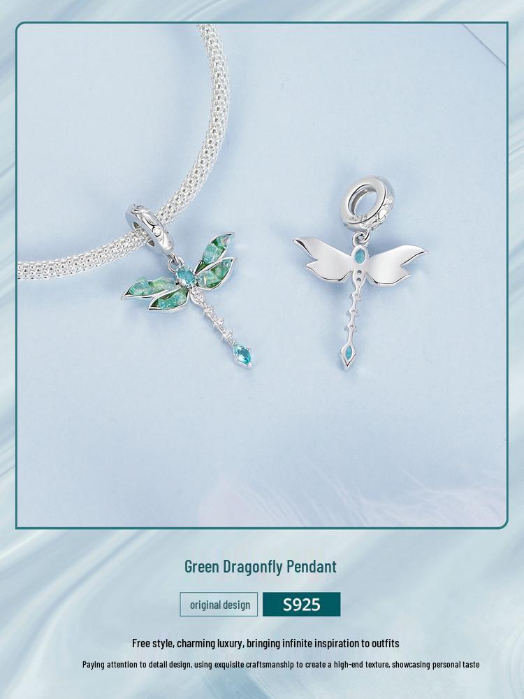 Avle Pendentif Libellule Exquis: Argent Sterling S925, Plaqué Platine, Bijoux Perlés DIY.