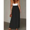 Women Spring Summer New High Waist Elastic Waistband Wide Leg Palazzo Pants Skirt Pants