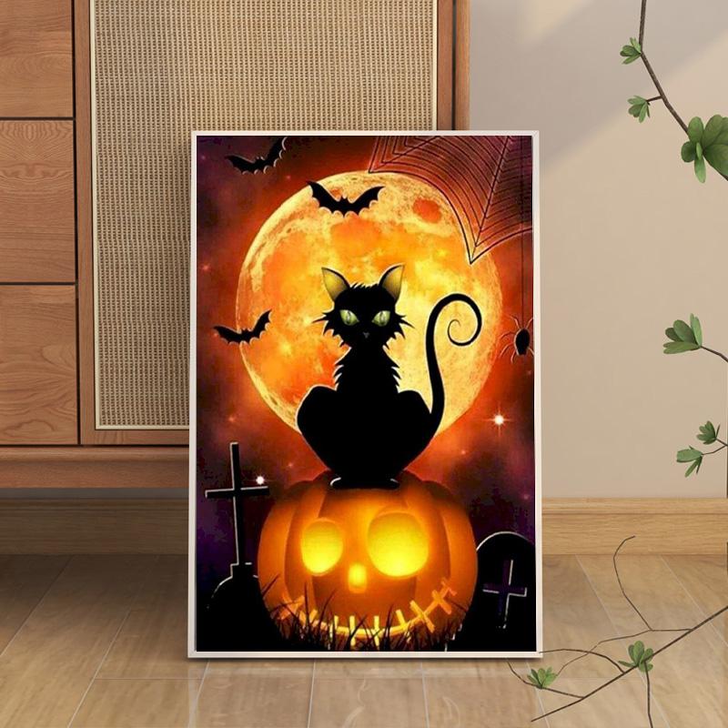 RUOPOTY Painting By Number Cat Animals DIY Frame Acrylic Handpainted Drawing On Canvas Autumn Pumpkin Gift Home Decoration