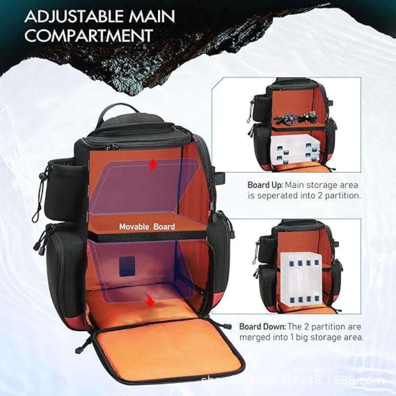 Fishing Gear Backpack & Tackle Bag with Rain Cover, Outdoor Storage for Equipment