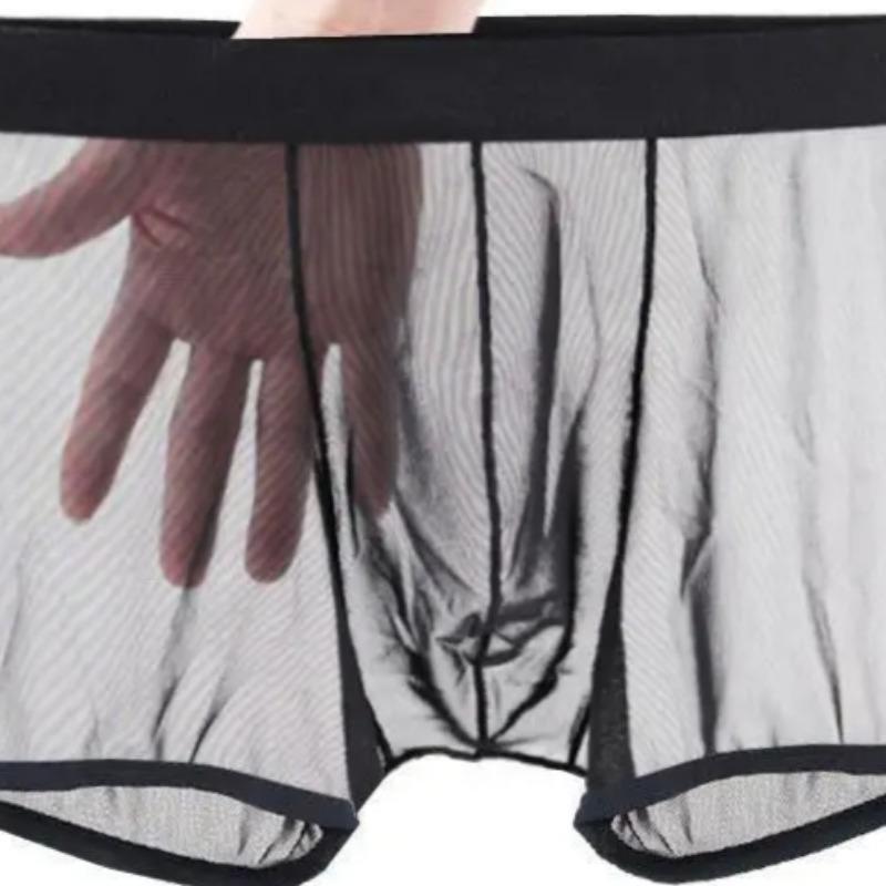 Pánské spodní prádlo Transparentní boxerky Bulge Ice Silk Průhledné spodky Sexy kalhotky Kalhotky s nízkým pasem Spodní prádlo Intimky