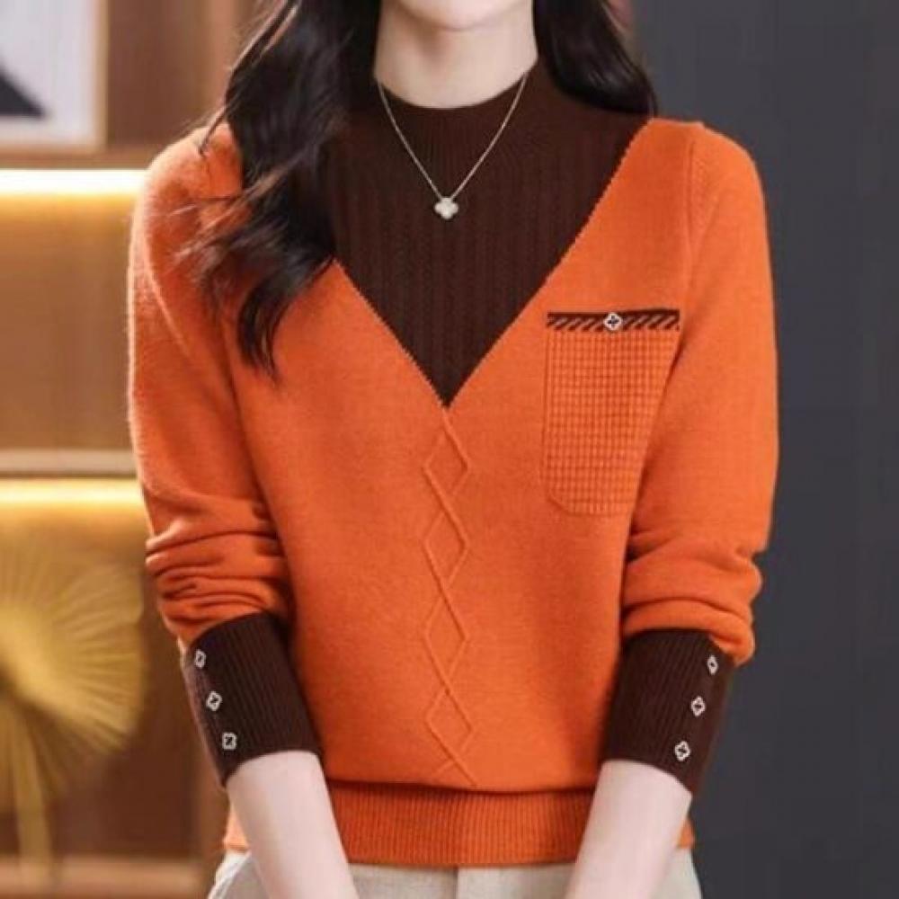 Navava Men Daily Color Accent Half Polo Long Sleeve Knit Tee Nk3438