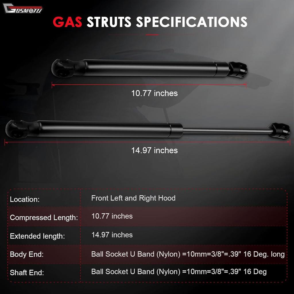 Front Hood Lift Supports Struts Shocks Gas Springs Replacement Parts Compatible with PM3128 for 2009-2014 Nissan Murano