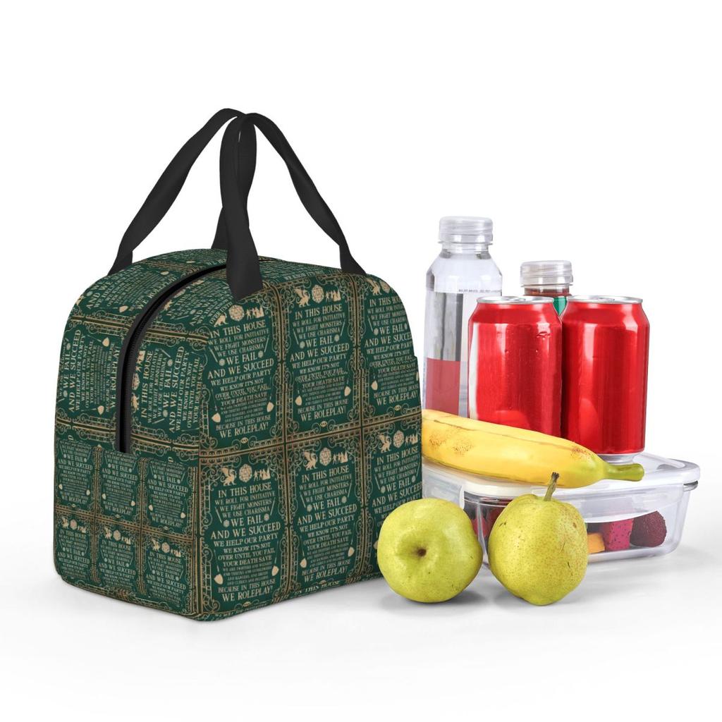 Dnd Game In This House We Roll For Initiative We Roleplay Insulated Lunch Bag for Women Kids Food Boxes Thermal Lunch Box Tote