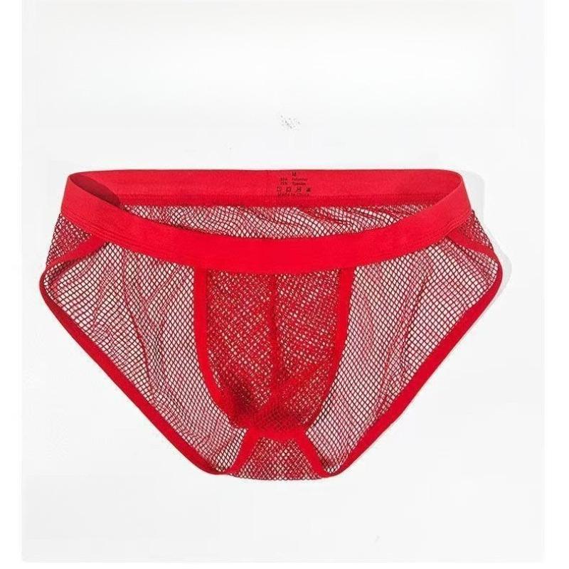 Sexy Men'S Underwear Hollow Mesh Full Transparent Panties High-Fork Briefs See-Through Pouch Underpants  Thin Breathable Bikini