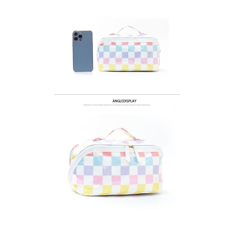Clear PVC Makeup Case with Carry Handle, Top Closure Toiletry Bag for Bathroom Counter, Daily Packing, Home Use