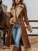 European and American denim women's western retro trench coat plush autumn and winter fashion warm jacket