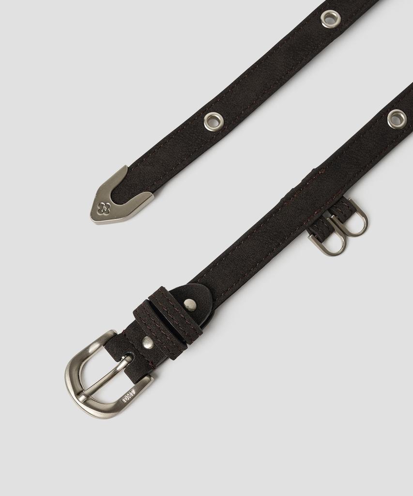 TTUDEMENT Eyelet Long Belt Brown