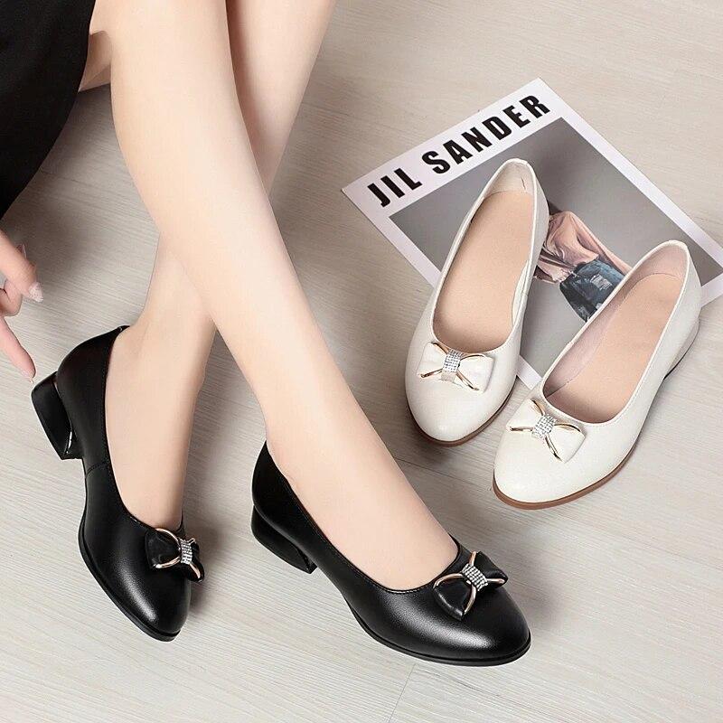Beanie Shoes Female Spring Pointed Toe Women's Shoes Bow Large