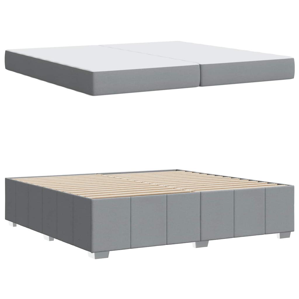 Upholstered Bed Frame with Mattress Light Grey 200 X 200 Cm Fabric