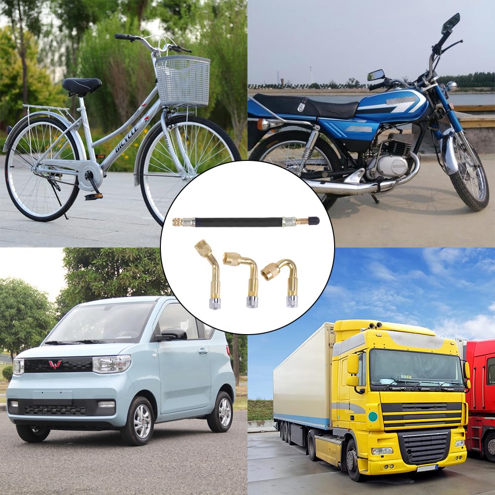 ESJNNK Car Motorcycle Air Pump Air Hose L Type Air Valve Pack of 4