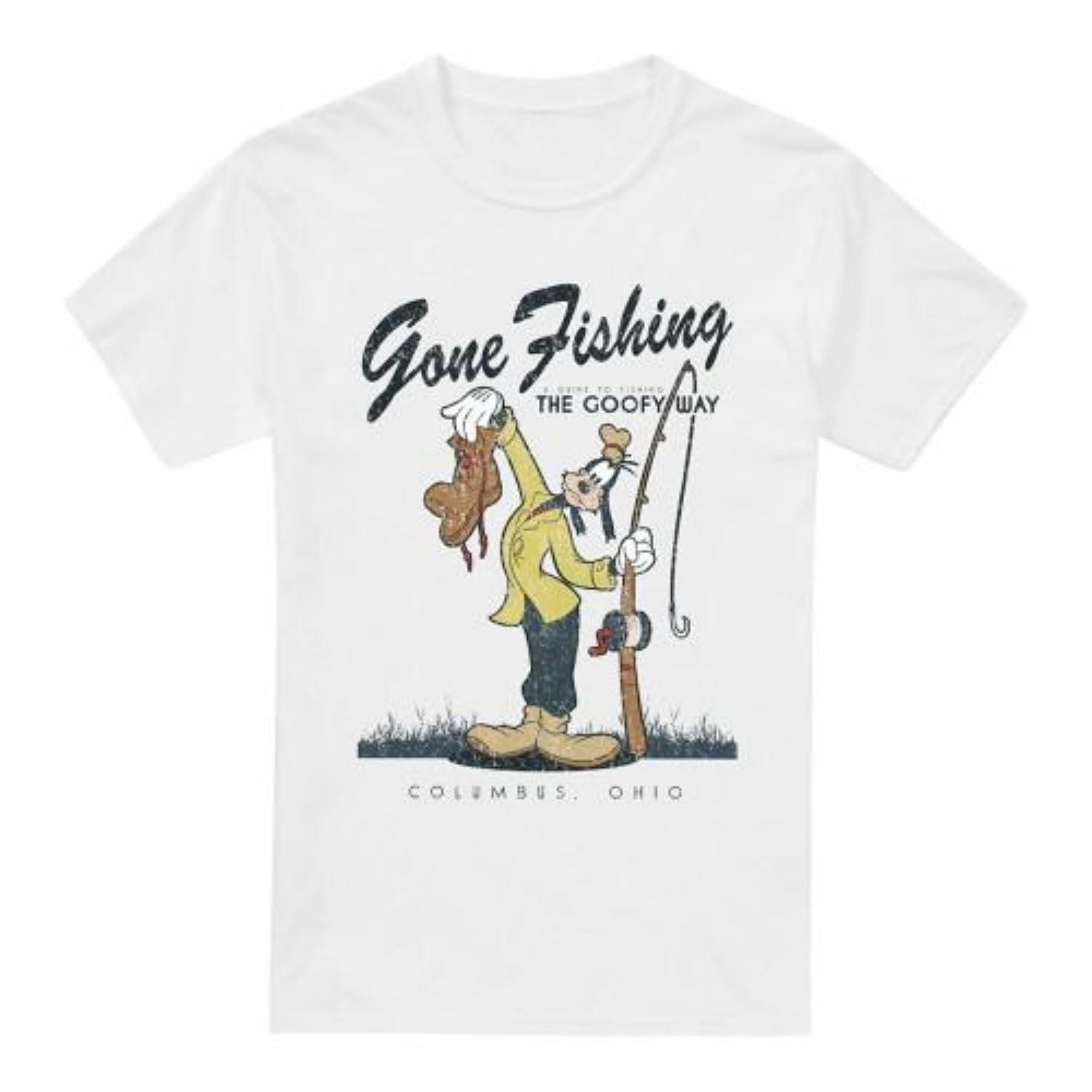 Mickey Mouse & Friends Mens Goofy Gone Fishing T-Shirt S