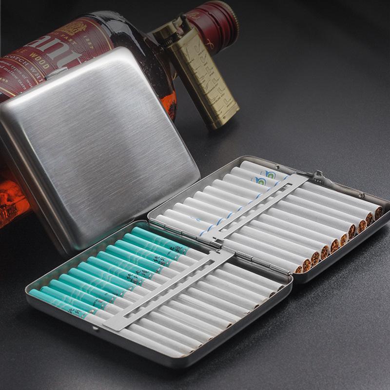 Stainless Steel Portable Cigarette Case, 20-Capacity for 6.5mm Medium Cigarettes