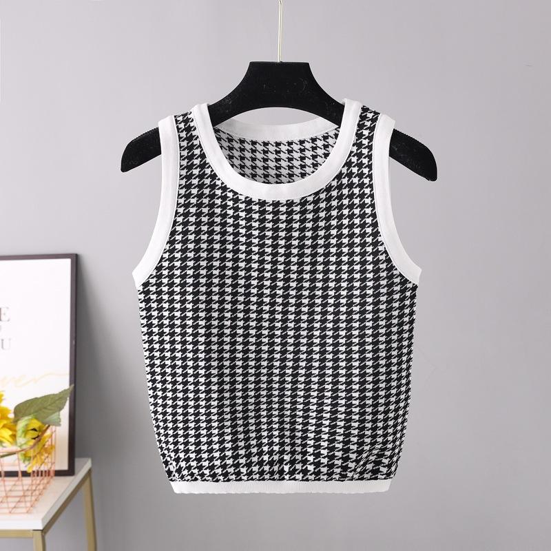 Grundlegende Sommer Ärmelloses Gestricktes Frauen Tank Top Mode Qualität Sexy Ladys Kurze Crop Top