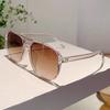 Men Double Bridge Aviator Sunglasses Korean Style Irregular Polygon Large Face Slimming Sun Glasses UV Protection Driving Outdoor Eyewear