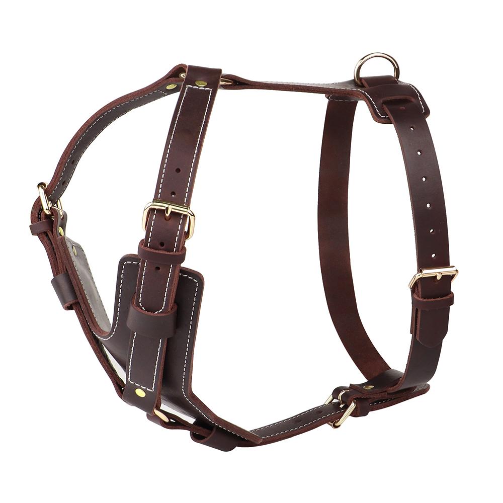 Genuine Leather Dog Harness Super Strong Big Large Dogs Harness Vest Real Leather Harness for Medium Large Dogs Pitbull Bulldog