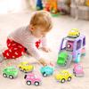 Toys for 1 2 3 Year Old Girl, 5-in-1 Carrier Truck for Toddler Girl, Friction Power Toy Cars with Light & Sound, Birthday Gifts, Pink