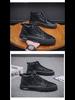 Men's High Top Casual Black Martin Boots for Spring and Autumn - Trendy All-Match Sports and Work Shoes.