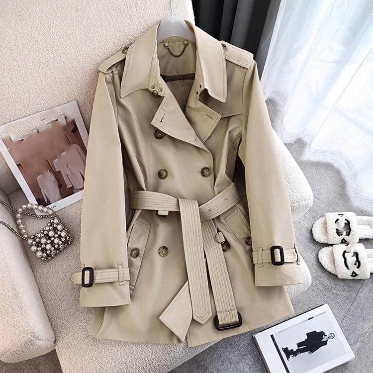Long trench coat women's autumn clothing high-end feeling over the knee fashion waist temperament double-breasted jacket