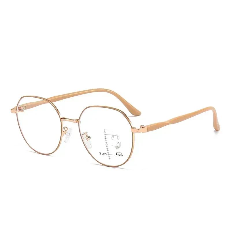 Unisex Progressive Multifocal Reading Glasses Fashion Womens Round Presbyopia Eyeglasses Men Ultralight HD Computer Eyewear