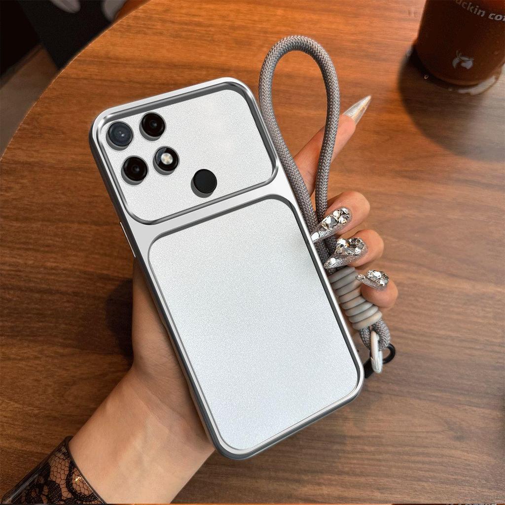 Luxury Big Window Phone Case with Lanyard for realme C25s Premium Textured Casing