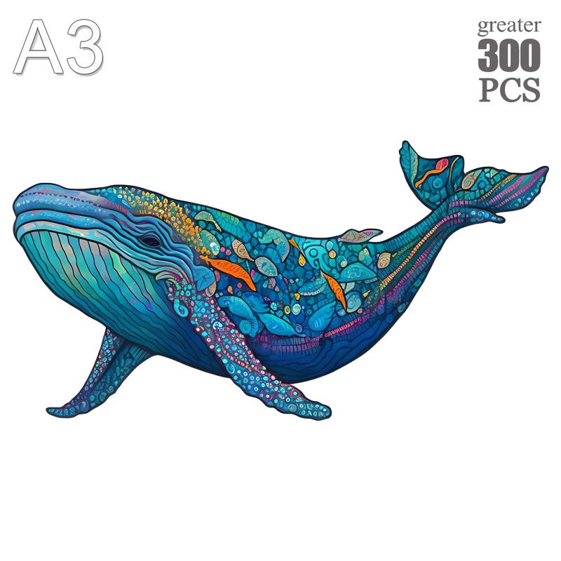 Whale 3d Jigsaw Wooden Animal Puzzles Toys Underwater World Fish Unique Puzzle Gift Interactive Games Educational Toy