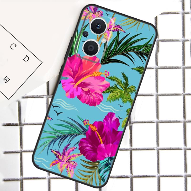 Tropical Aloha Hibiscus Pattern For OPPO Reno 8 7 Lite 8T 10 11 12 13 14 Pro 11F 12F 13F 14F OPPO Find X9 X8 X5 X6 Pro Case