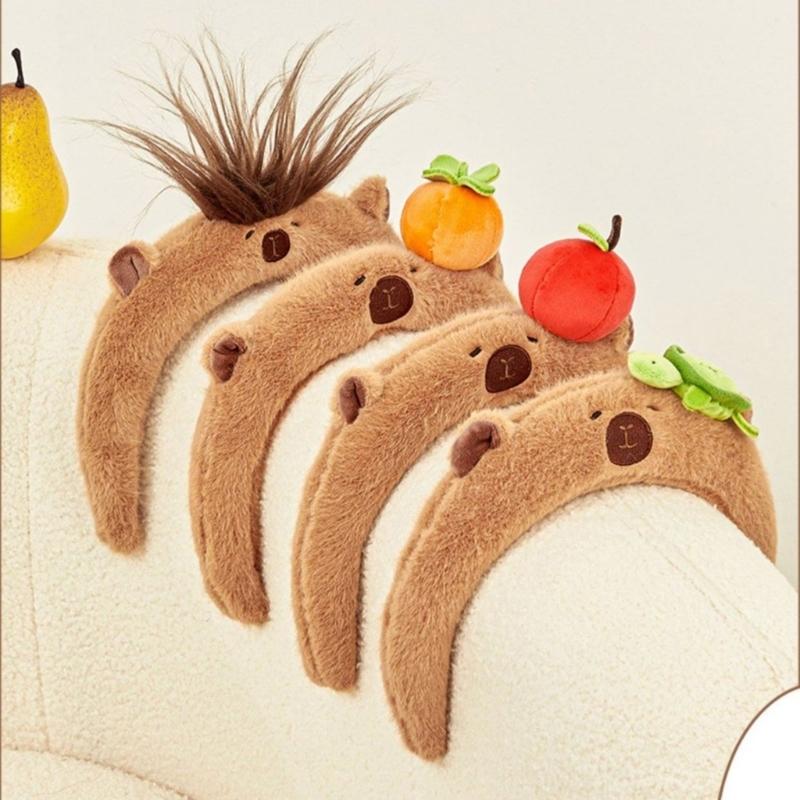 Cute Capybaras Shape Hair Hoop Women Cartoon Headbands Plush Makeup Hairband
