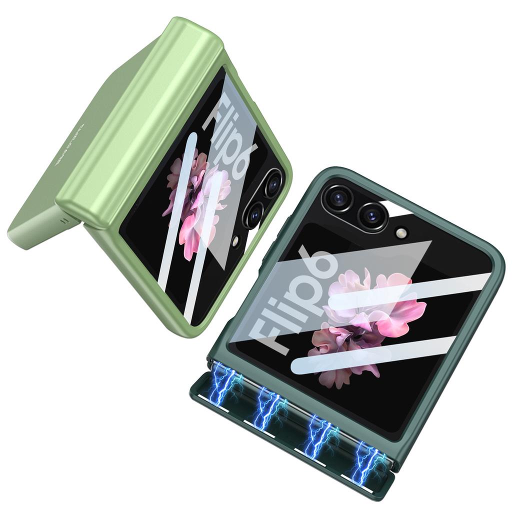 Samsung Folding Zflip6 Mobile Phone Case Anti Fall Magnetic Suction Folding Large Window Fashionable Matte All Inclusive Protective Case