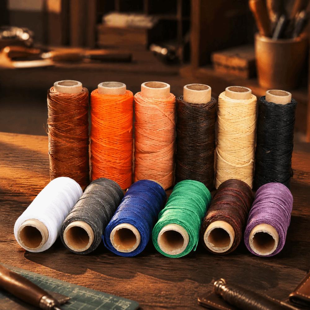 12pcs 55 Yards Per Spool Waxed Thread 150D Hand Stitching Thread Braided Flat Thread  Shoe Repairing