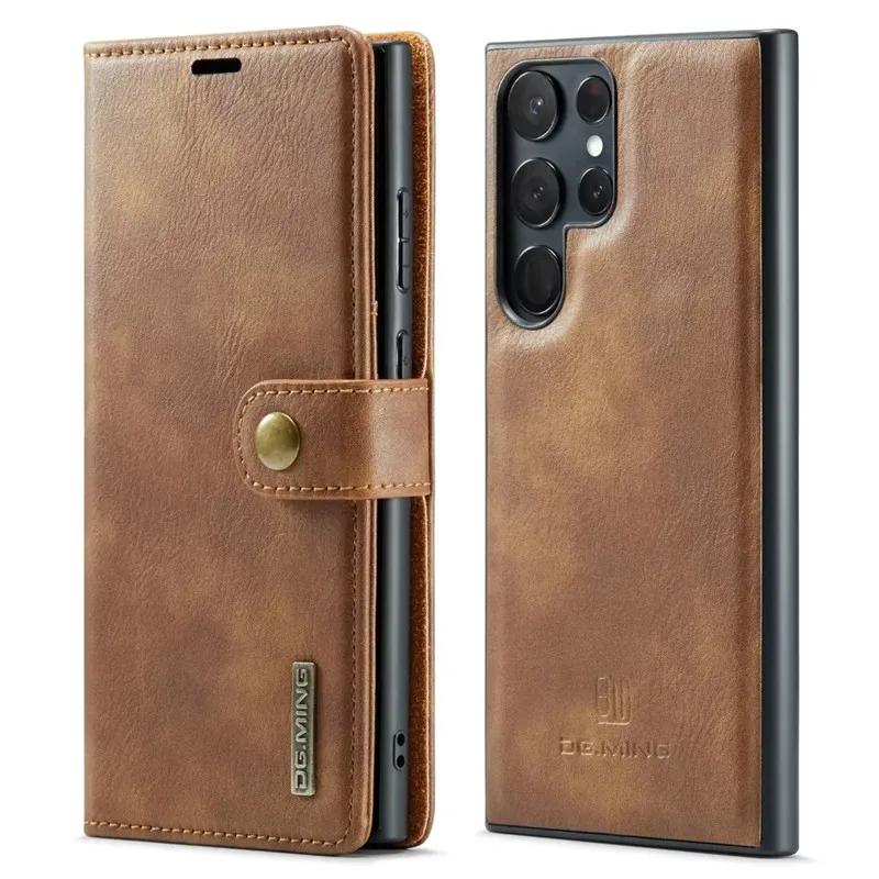 Magnetický flip kožené pouzdro na telefon pro Samsung Galaxy S25 FE S25 Edge S24 Ultra S23 Plus S22 S21 S20 Note 20 10 2 v 1 Odnímatelná peněženka kryt na karty Etui