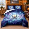 Ensemble de literie 3 pièces imprimé Motif Manchester City Drap de lit Taie d'oreiller Pour décoration de chambre