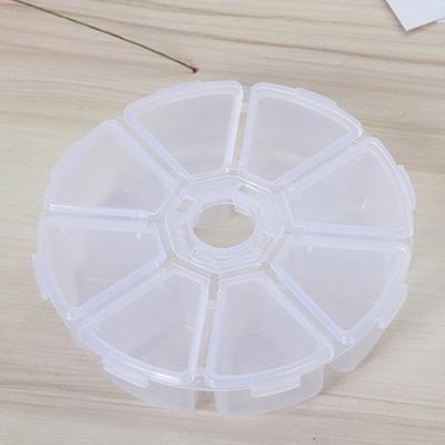 Custodia portaoggetti rotonda in strass Contenitore portaoggetti in plastica bianca 8 griglie rimovibili