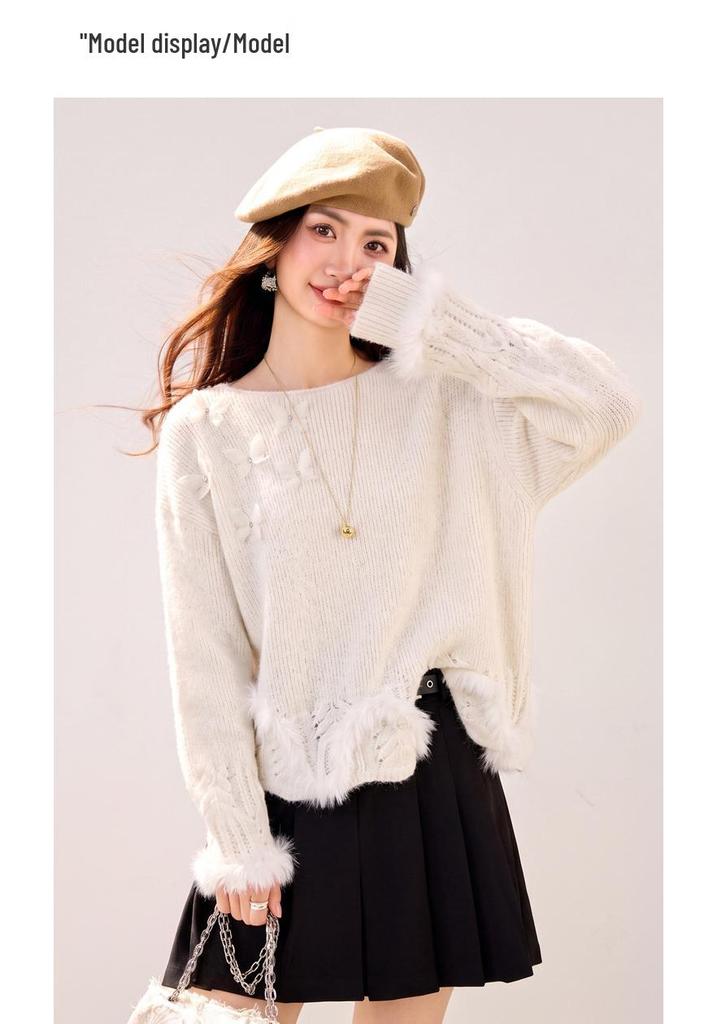 Chic 3D Butterfly Knit Sweater - New Exquisite Design, Loose Fit Long Sleeve
