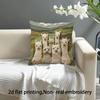 2d Flat Printing, Super Soft Short Plush Pillowcase, Double  Alpaca Farm Has the Feel, Non-real Embroidery, Suitable for Sofa, Living Room